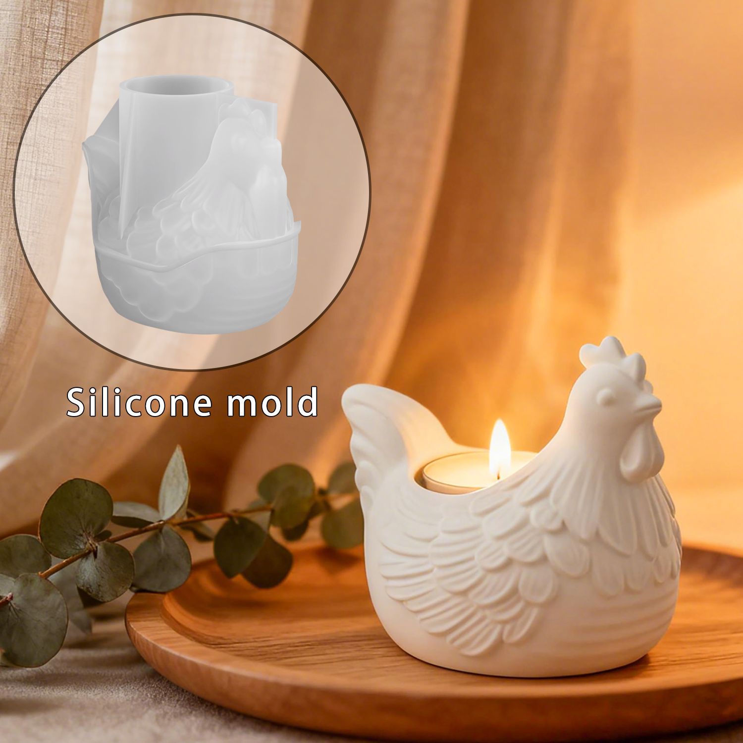 Candle Mold Silicone - Diy 3d pequeno frango castiçal resina