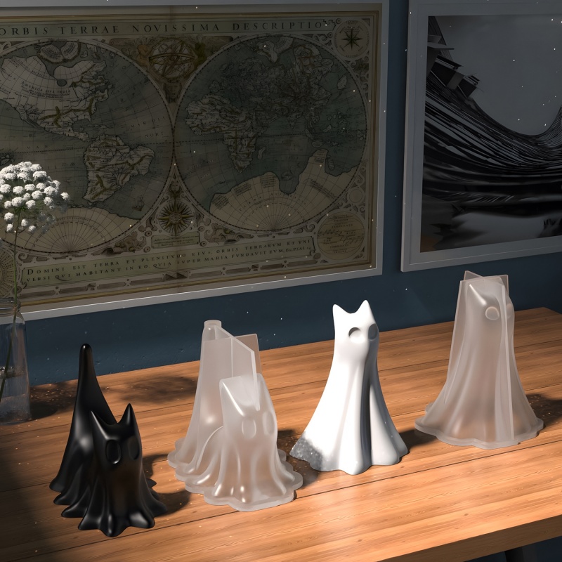 Gato fantasma halloween deskto - Candle Making Items avaliação e preço