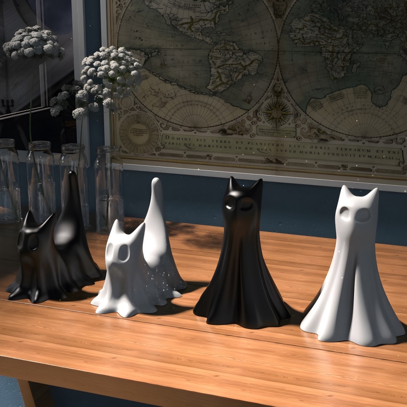 Gato fantasma halloween deskto - Candle Making Items avaliação e preço